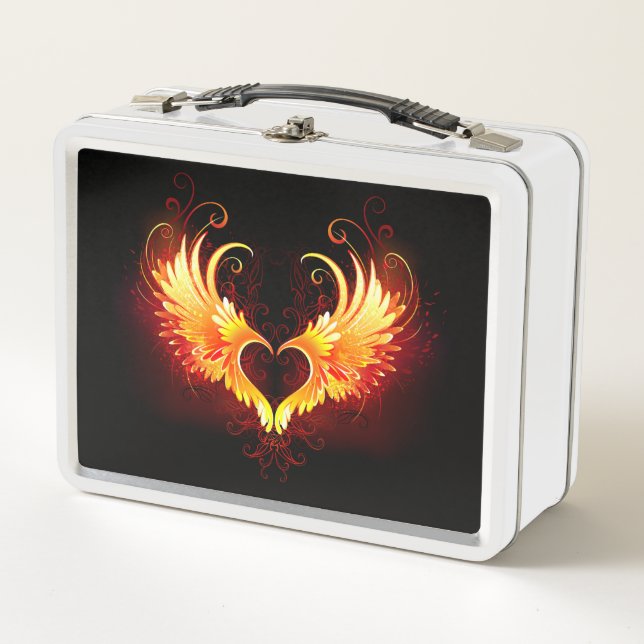 Angel Fire Heart with Wings Metall Brotdose (Vorderseite)