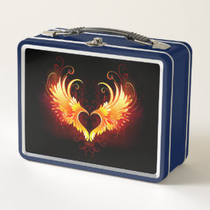 Angel Fire Heart with Wings Metall Brotdose