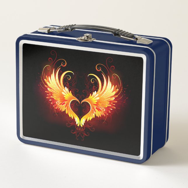 Angel Fire Heart with Wings Metall Brotdose (Vorderseite)