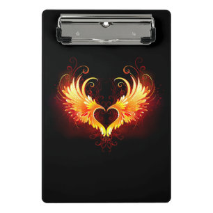 Angel Fire Heart with Wings Mini Klemmbrett