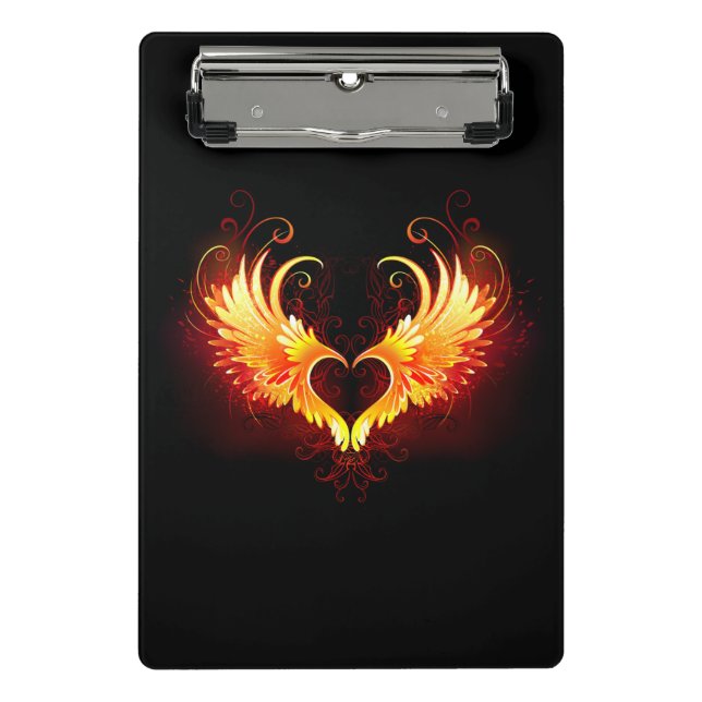 Angel Fire Heart with Wings Mini Klemmbrett (Vorderseite)