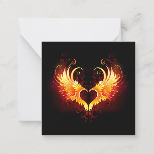 Angel Fire Heart with Wings Mitteilungskarte (Vorderseite)