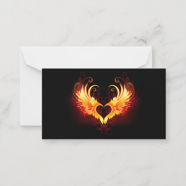 Angel Fire Heart with Wings Mitteilungskarte (Vorderseite)