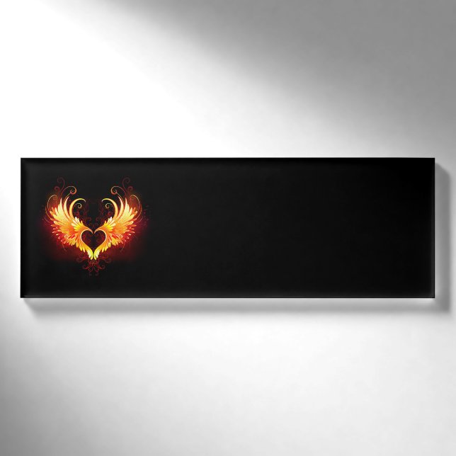 Angel Fire Heart with Wings Namenschild (Vorderseite)