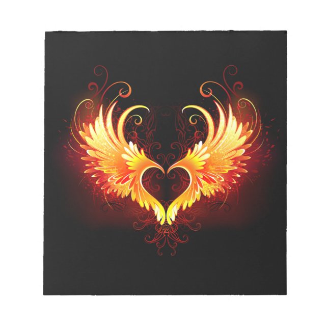 Angel Fire Heart with Wings Notizblock (Vorderseite)
