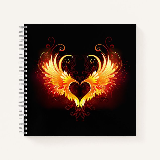 Angel Fire Heart with Wings Notizbuch (Vorderseite)