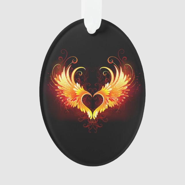Angel Fire Heart with Wings Ornament (Vorderseite)