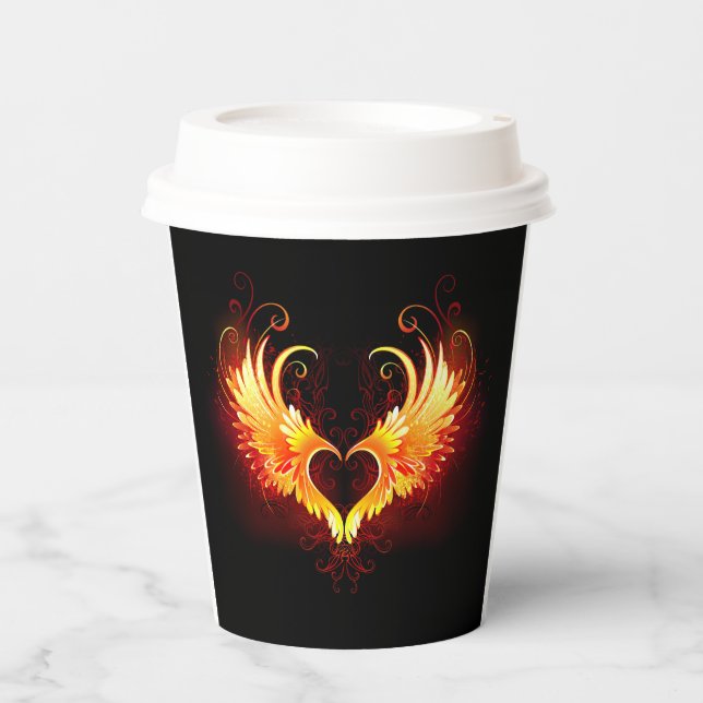 Angel Fire Heart with Wings Pappbecher (Vorderseite)
