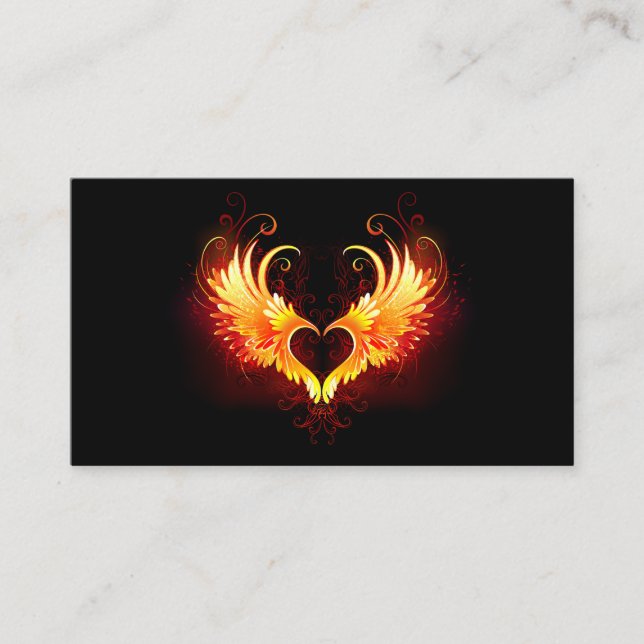 Angel Fire Heart with Wings Platzkarte (Vorderseite)