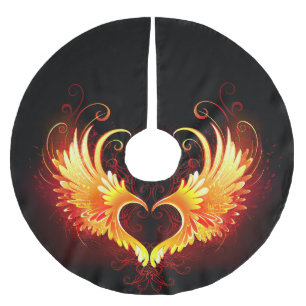 Angel Fire Heart with Wings Polyester Weihnachtsbaumdecke