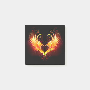 Angel Fire Heart with Wings Post-it Klebezettel