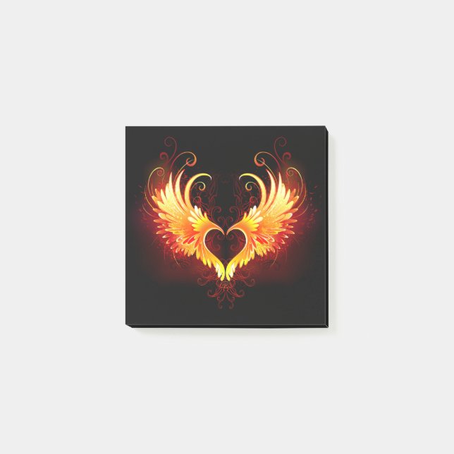Angel Fire Heart with Wings Post-it Klebezettel (Vorderseite)