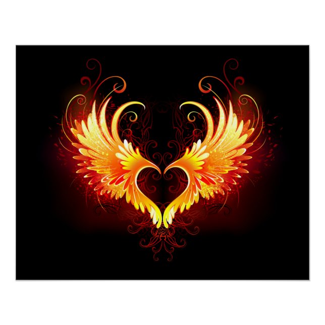 Angel Fire Heart with Wings Poster (Vorderseite)