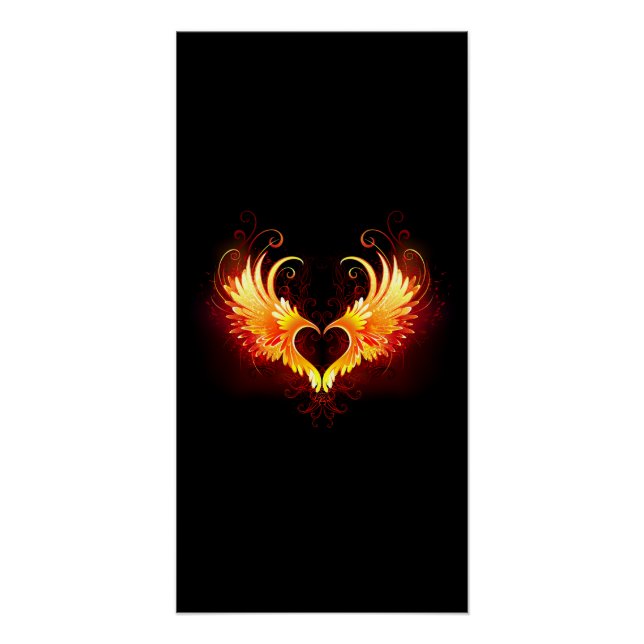 Angel Fire Heart with Wings Poster (Vorderseite)