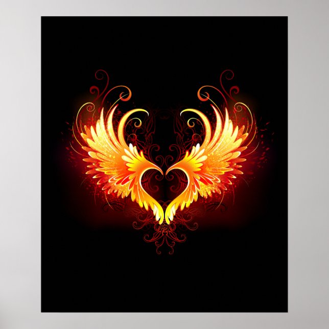Angel Fire Heart with Wings Poster (Vorne)