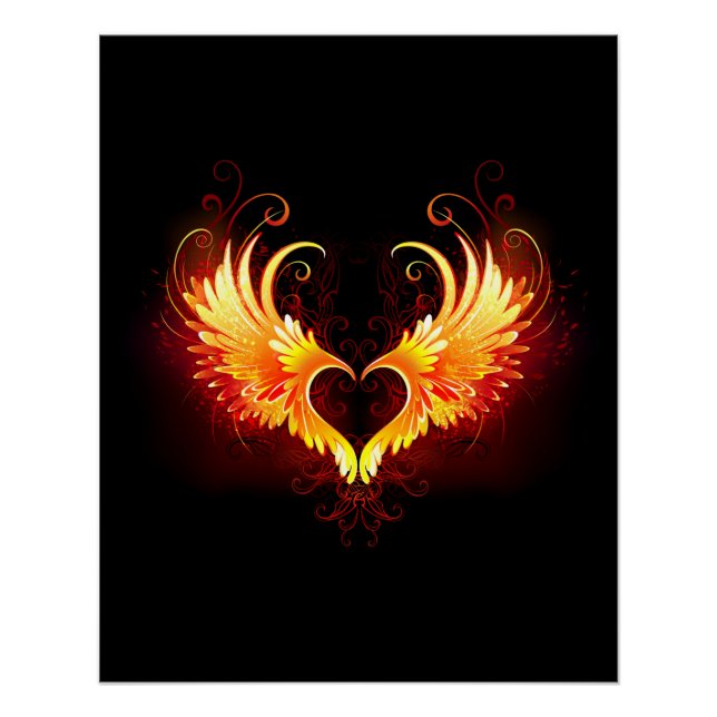 Angel Fire Heart with Wings Poster (Vorderseite)