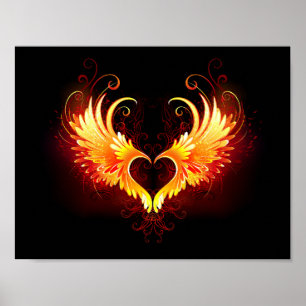 Angel Fire Heart with Wings Poster