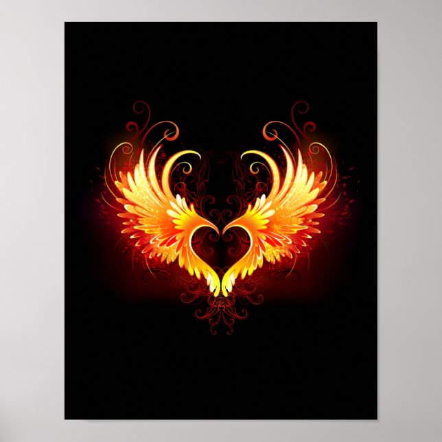 Angel Fire Heart with Wings Poster (Vorne)
