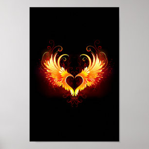 Angel Fire Heart with Wings Poster
