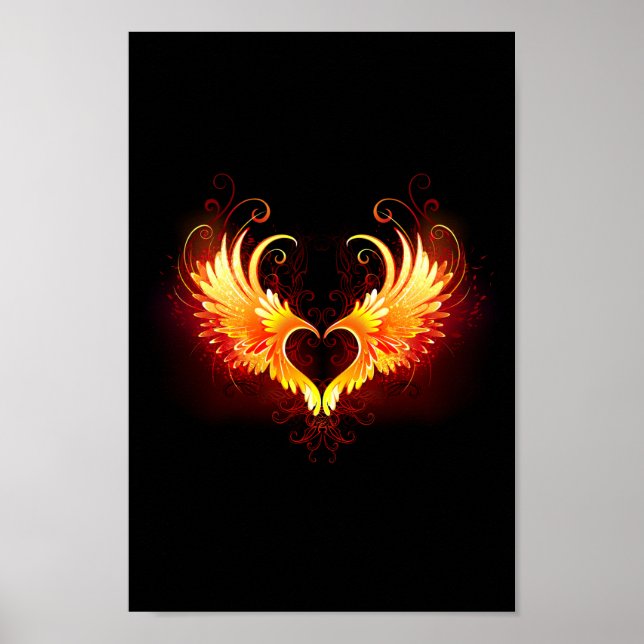 Angel Fire Heart with Wings Poster (Vorne)