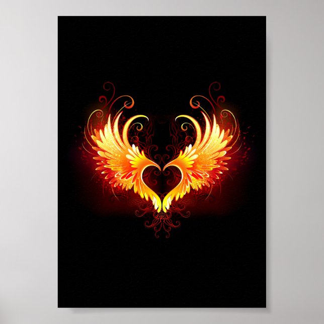 Angel Fire Heart with Wings Poster (Vorne)