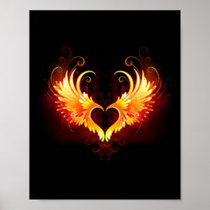 Angel Fire Heart with Wings Poster