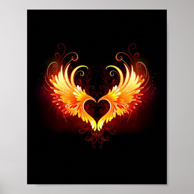 Angel Fire Heart with Wings Poster (Vorne)