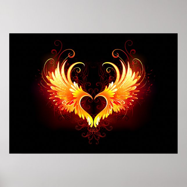Angel Fire Heart with Wings Poster (Vorne)