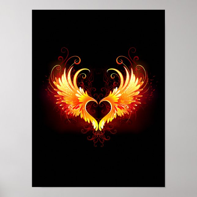 Angel Fire Heart with Wings Poster (Vorne)