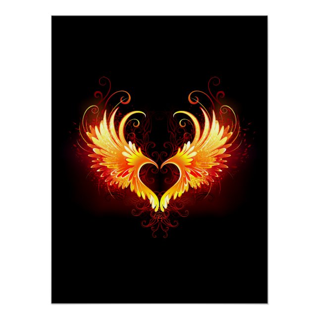 Angel Fire Heart with Wings Poster (Vorderseite)