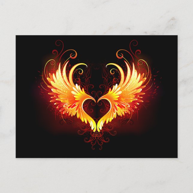 Angel Fire Heart with Wings Postkarte (Vorderseite)
