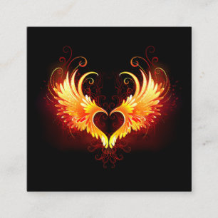 Angel Fire Heart with Wings Quadratische Visitenkarte
