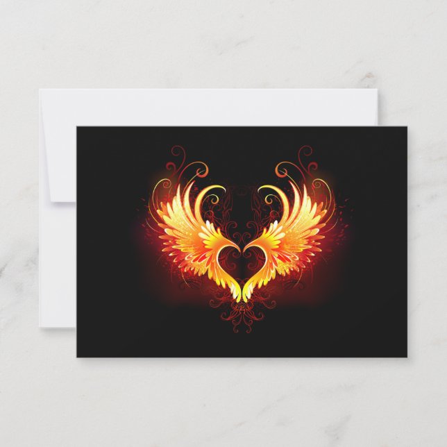 Angel Fire Heart with Wings RSVP Karte (Vorderseite)