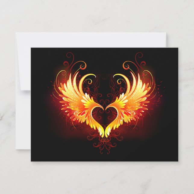 Angel Fire Heart with Wings RSVP Karte (Vorderseite)