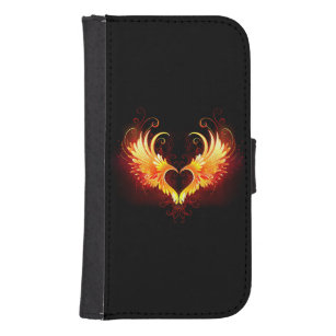 Angel Fire Heart with Wings Galaxy S4 Geldbeutel Hülle