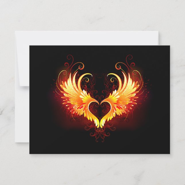 Angel Fire Heart with Wings Save The Date (Vorderseite)