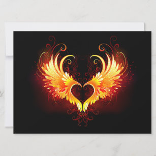 Angel Fire Heart with Wings Save The Date