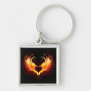 Angel Fire Heart with Wings Schlüsselanhänger