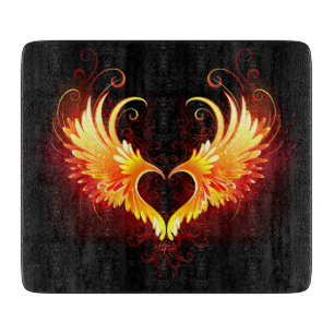 Angel Fire Heart with Wings Schneidebrett
