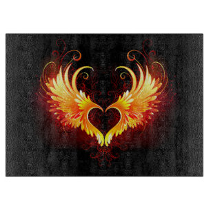 Angel Fire Heart with Wings Schneidebrett