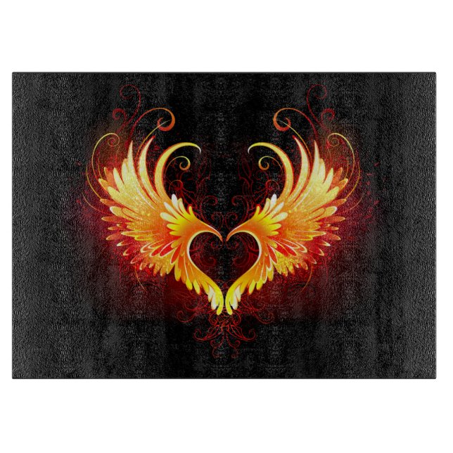 Angel Fire Heart with Wings Schneidebrett (Vorderseite)