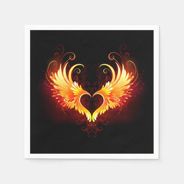 Angel Fire Heart with Wings Serviette (Vorderseite)
