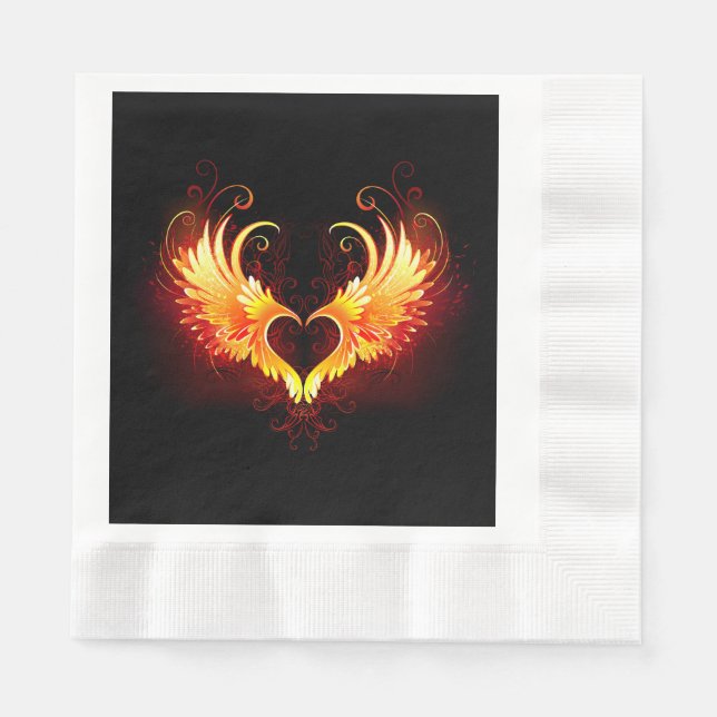 Angel Fire Heart with Wings Serviette (Vorderseite)