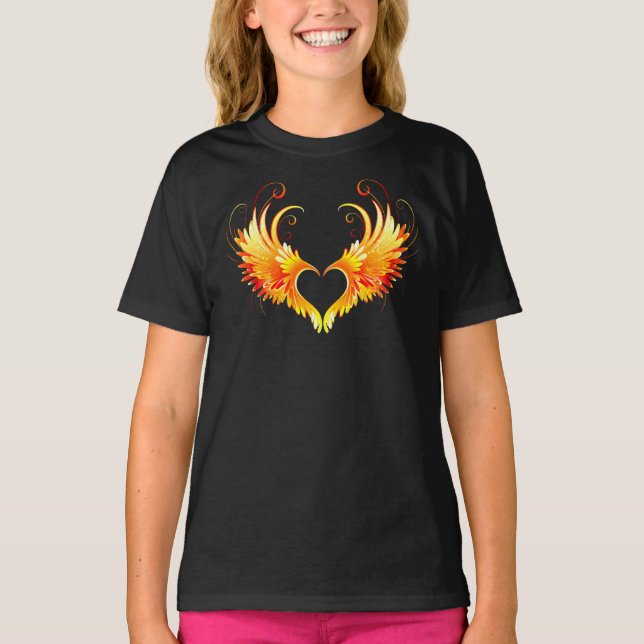 Angel Fire Heart with Wings T-Shirt (Vorderseite)