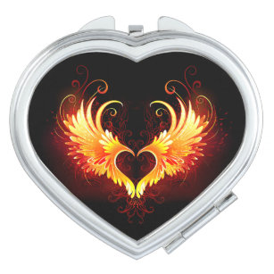 Angel Fire Heart with Wings Taschenspiegel