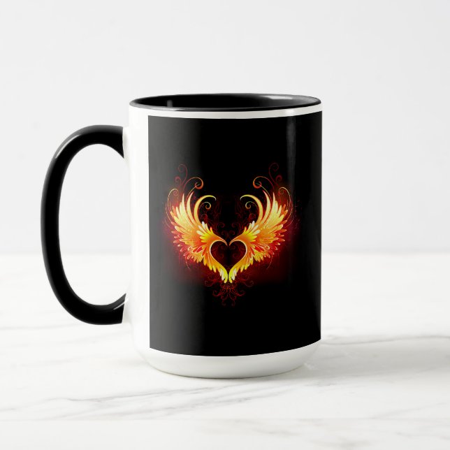 Angel Fire Heart with Wings Tasse (Links)