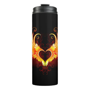 Angel Fire Heart with Wings Thermosbecher