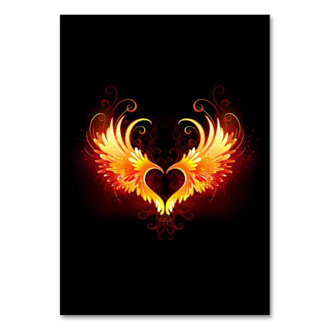 Angel Fire Heart with Wings Tischnummer (Vorderseite)