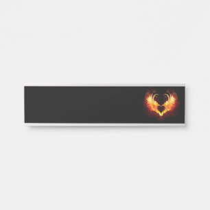 Angel Fire Heart with Wings Türschild