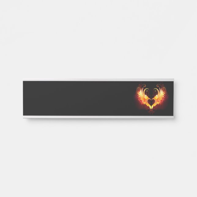 Angel Fire Heart with Wings Türschild (Vorderseite )